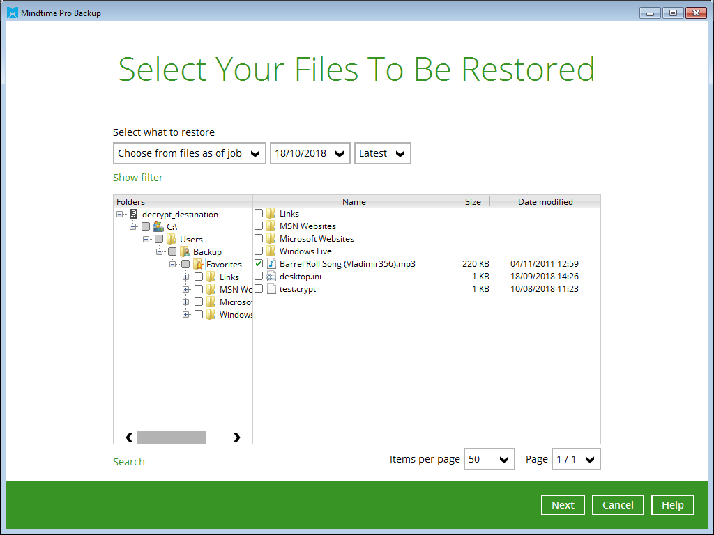 OBM V7 Help restore choice